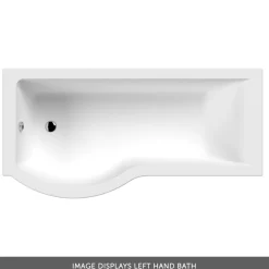 Erin Complete Bathroom Suite with 1700mm P Shaped Shower Bath & Rimless Toilet