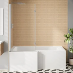Erin Complete Bathroom Suite with 1700mm L Shaped Shower Bath & Rimless Toilet