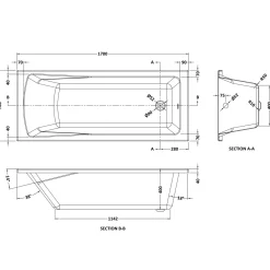Erin Complete Modern Bathroom Suite with 1700mm Shower Bath & Rimless Toilet