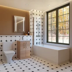 Erin Complete Modern Bathroom Suite with 1700mm Shower Bath & Rimless Toilet