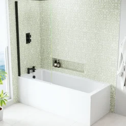 Erin Matt Black Reinforced Shower Bath Suite with Rimless Toilet
