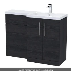 Erin 1100mm Black Charcoal Combination Bathroom 2 Door Sink & Toilet Unit
