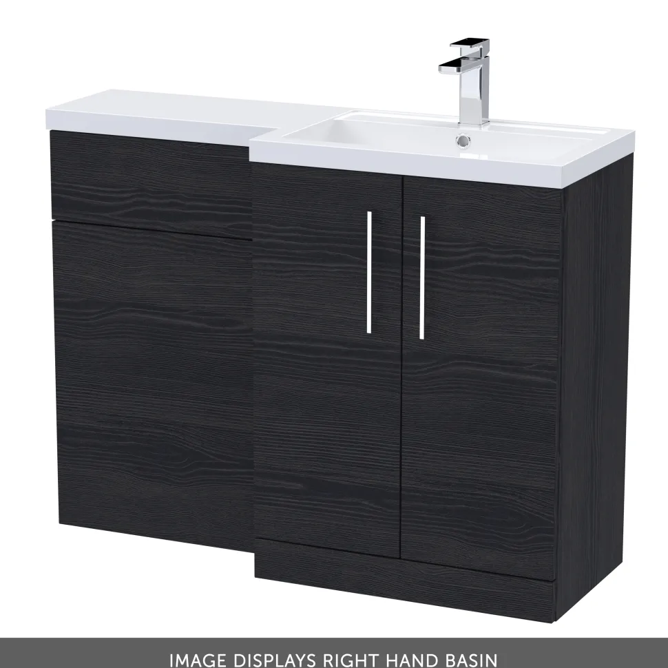 Erin 1100mm Black Charcoal Combination Bathroom 2 Door Sink & Toilet Unit