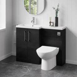 Erin 1100mm Black Charcoal Combination Bathroom 2 Door Sink & Toilet Unit