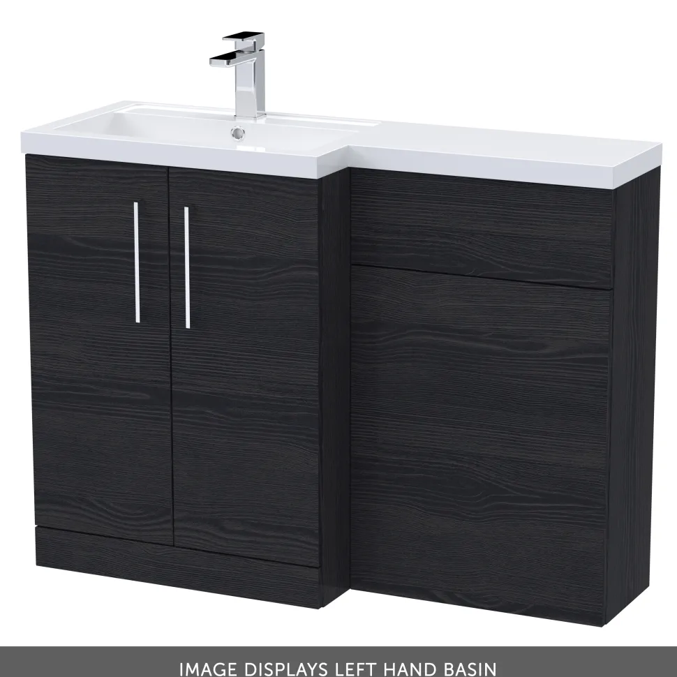 Erin 1100mm Black Charcoal Combination Bathroom 2 Door Sink & Toilet Unit