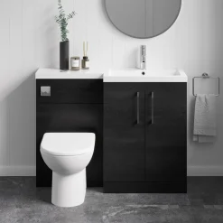 Erin 1100mm Black Charcoal Combination Bathroom 2 Door Sink & Toilet Unit