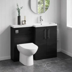 Erin 1100mm Black Charcoal Combination Bathroom 2 Door Sink & Toilet Unit