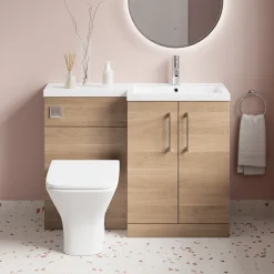 Erin 1100mm Bleached Oak Combination Bathroom 2 Door Sink & Toilet Unit