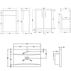 Erin 1100mm 2 Door Combination Basin & Toilet Unit