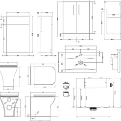 Erin 1100mm 2 Door Combination Basin & Toilet Unit