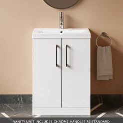 Erin 600mm Floorstanding 2 Door Vanity Unit & Basin