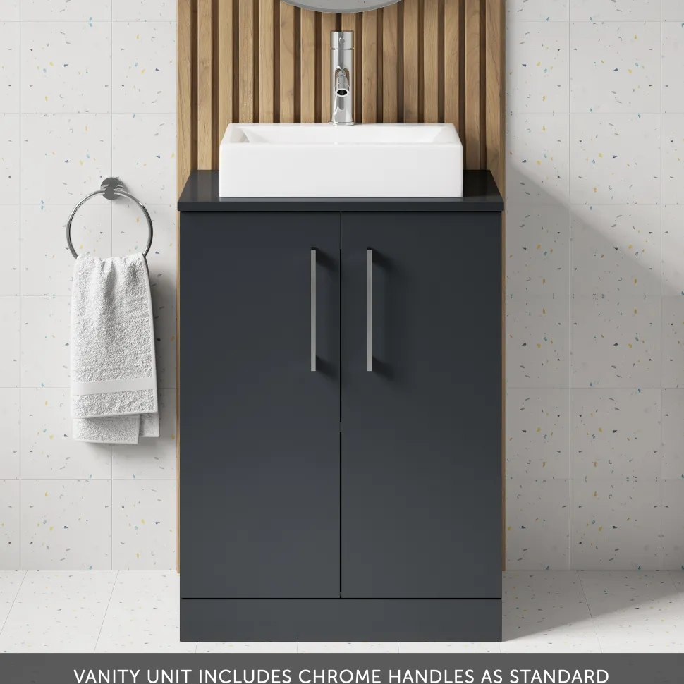 Erin 600mm Floorstanding 2 Door Vanity Unit & Countertop
