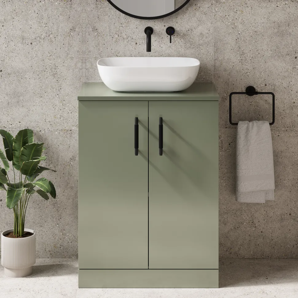 Erin 600mm Floorstanding 2 Door Vanity Unit & Countertop