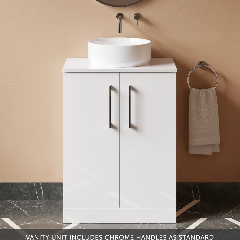 Erin 600mm Floorstanding 2 Door Vanity Unit & Countertop