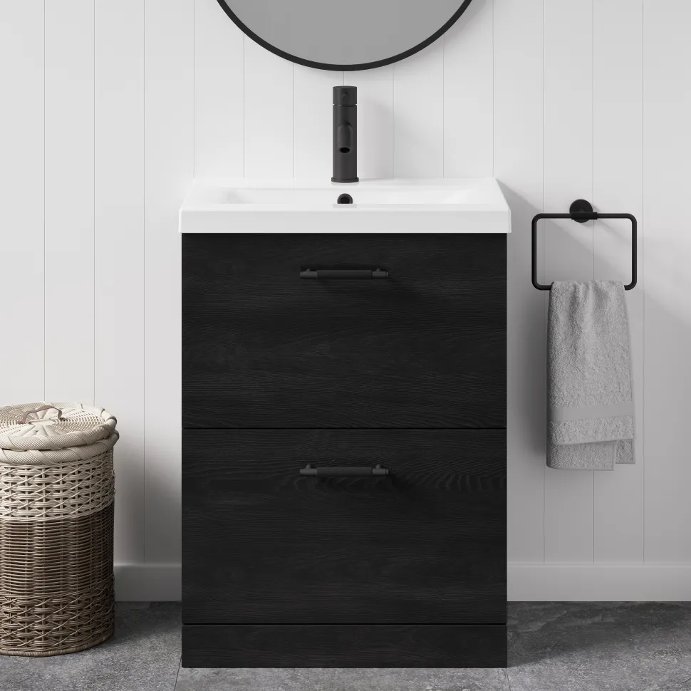 Erin 600mm Floorstanding 2 Drawer Vanity Unit & Basin