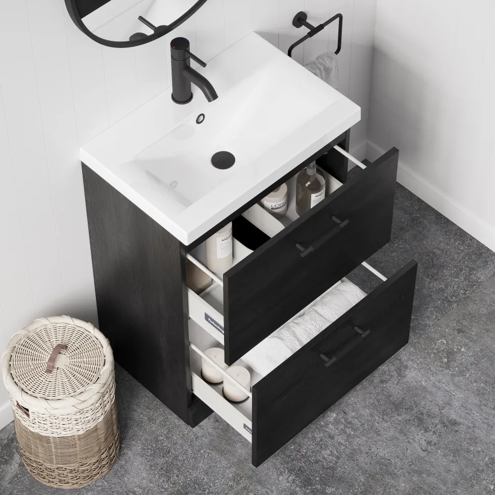 Erin 600mm Floorstanding 2 Drawer Vanity Unit & Basin