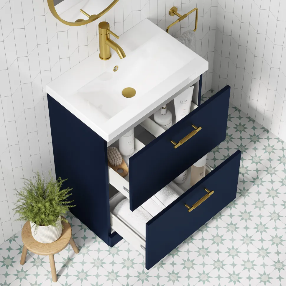 Erin 600mm Floorstanding 2 Drawer Vanity Unit & Basin