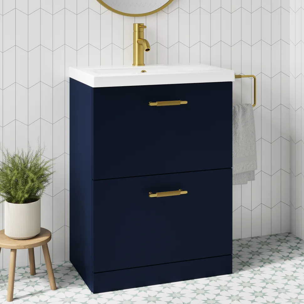 Erin 600mm Floorstanding 2 Drawer Vanity Unit & Basin