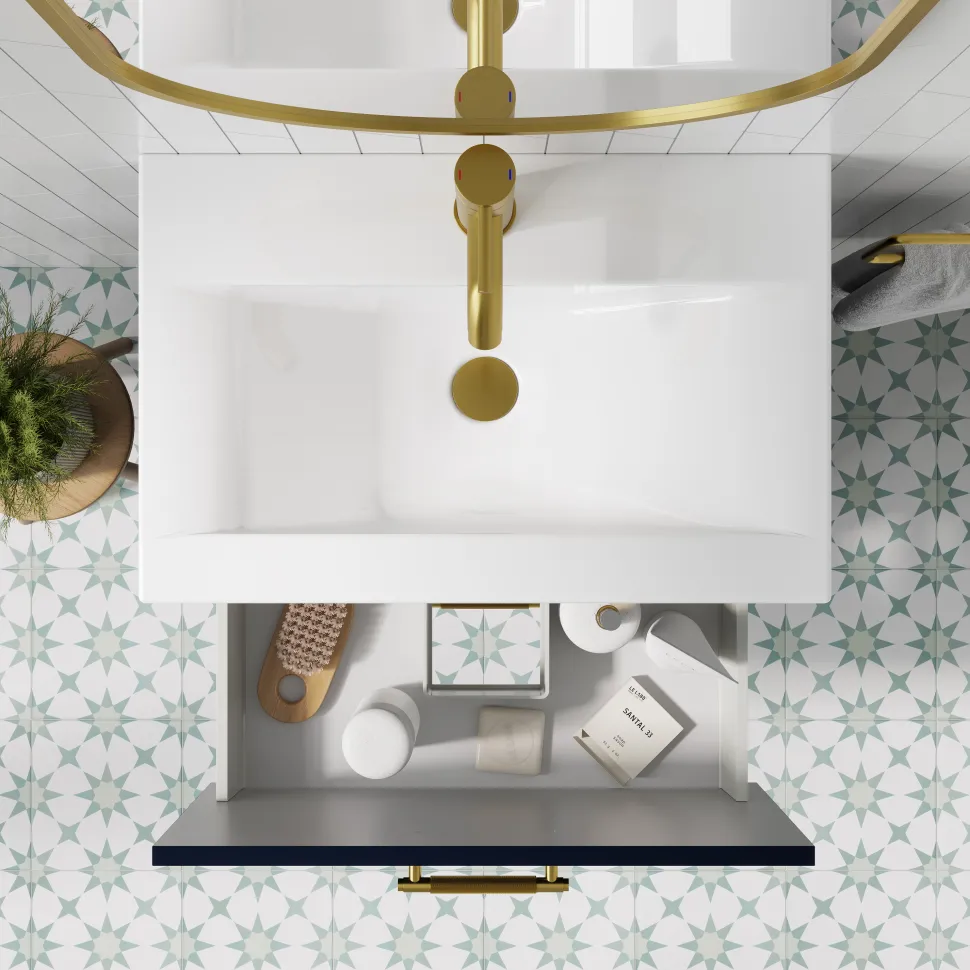 Erin 600mm Floorstanding 2 Drawer Vanity Unit & Basin