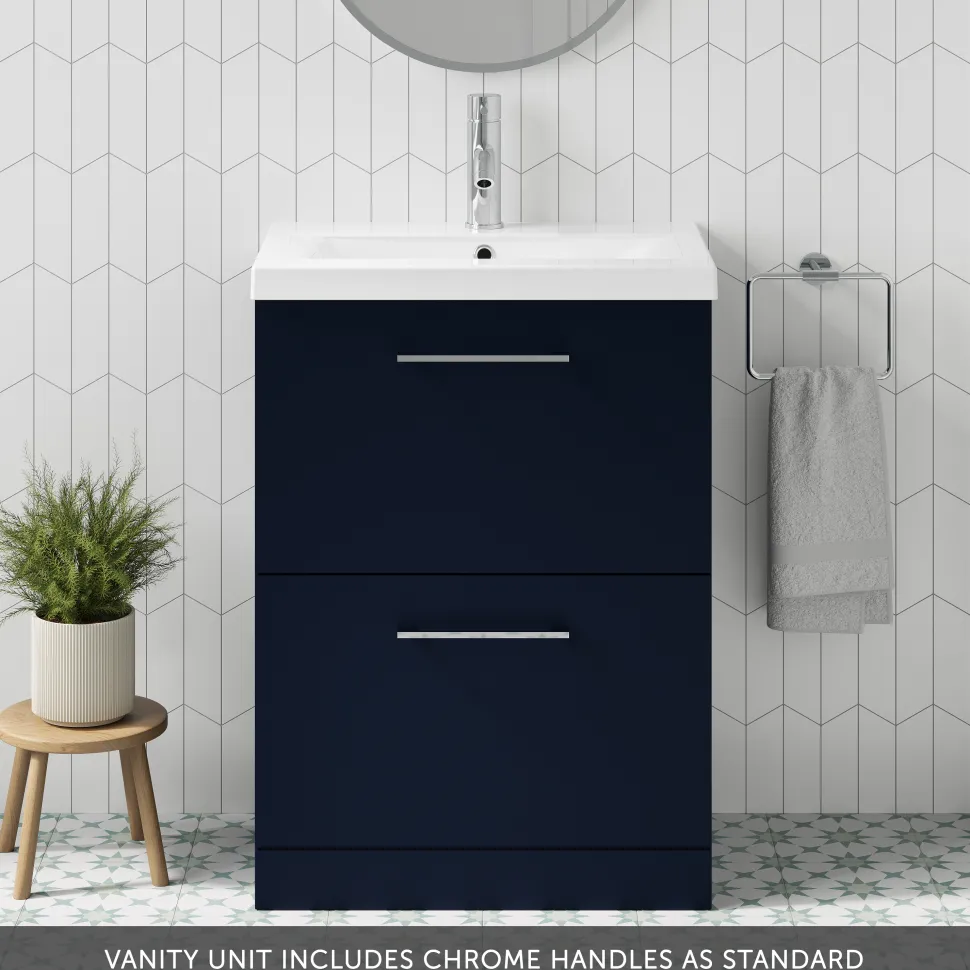 Erin 600mm Floorstanding 2 Drawer Vanity Unit & Basin