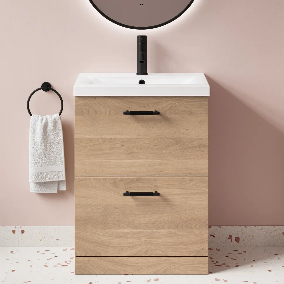 Erin 600mm Floorstanding 2 Drawer Vanity Unit & Basin