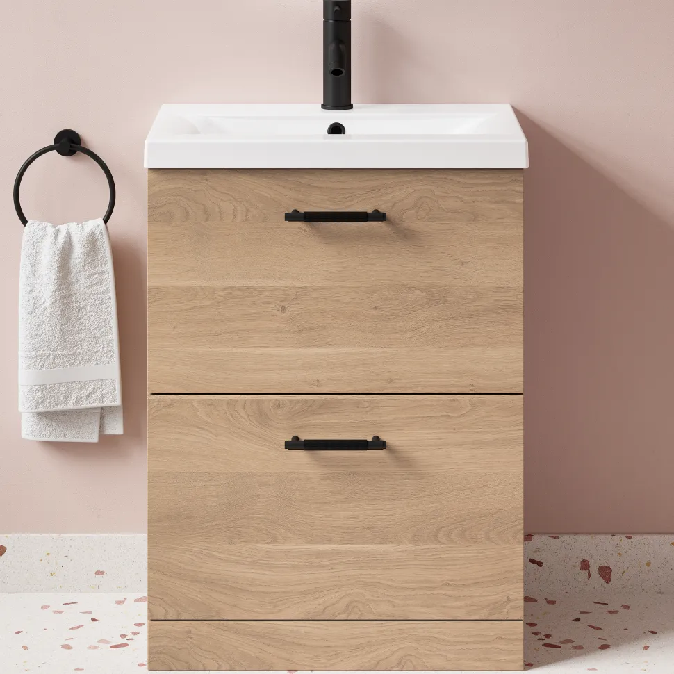 Erin 600mm Floorstanding 2 Drawer Vanity Unit & Basin