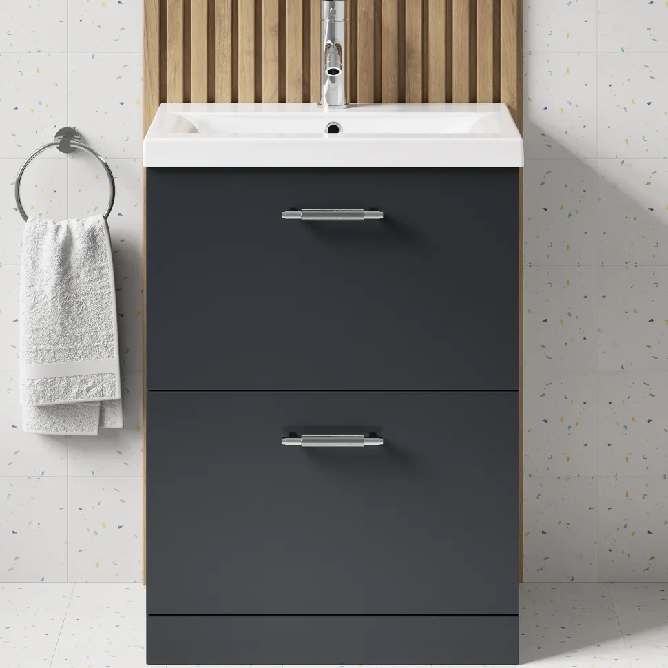 Erin 600mm Floorstanding 2 Drawer Vanity Unit & Basin
