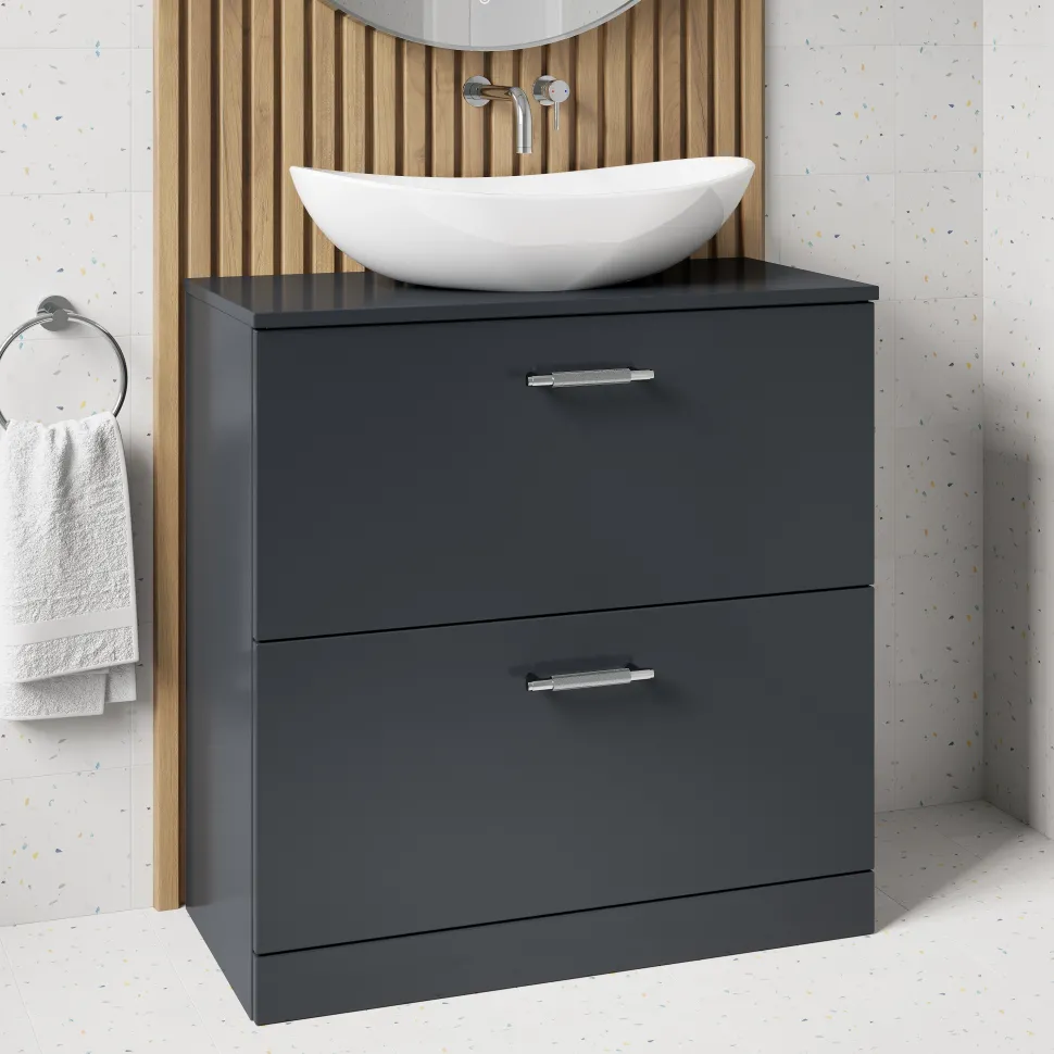 Erin 800mm Floorstanding 2 Drawer Vanity Unit & Countertop