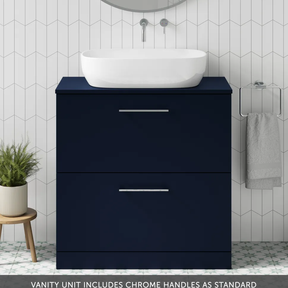 Erin 800mm Floorstanding 2 Drawer Vanity Unit & Countertop
