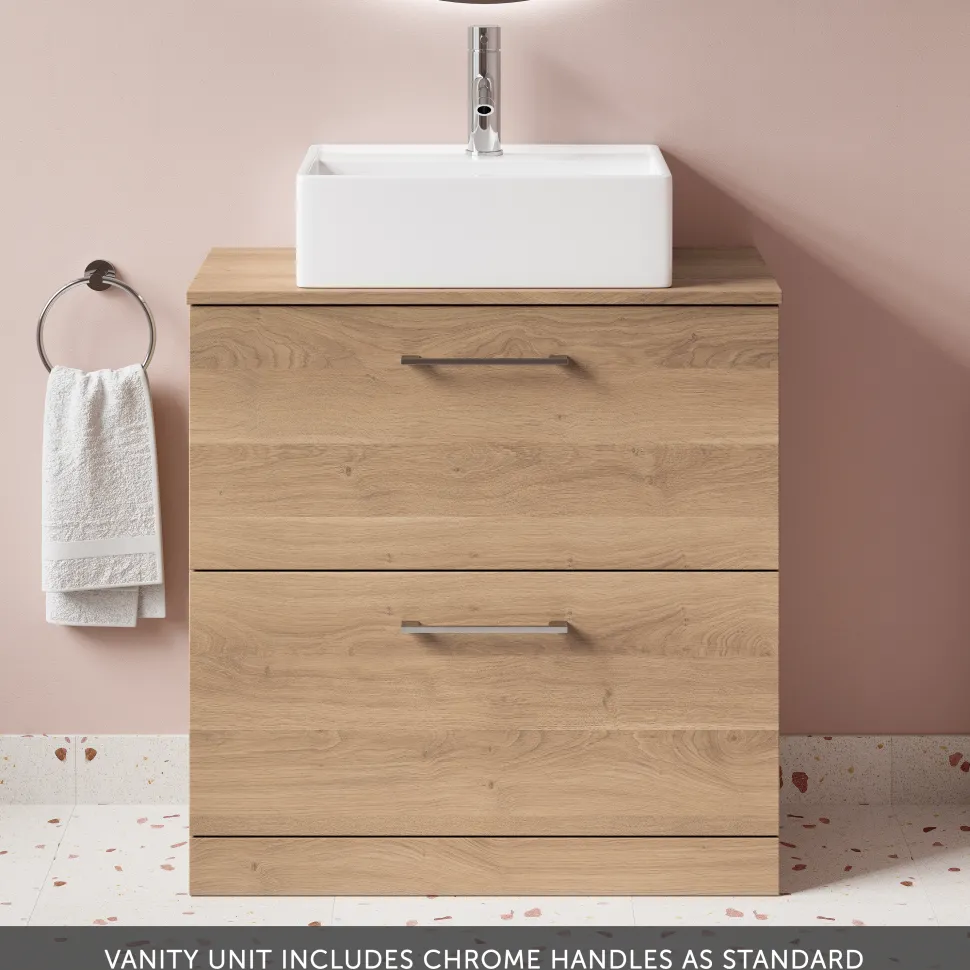 Erin 800mm Floorstanding 2 Drawer Vanity Unit & Countertop