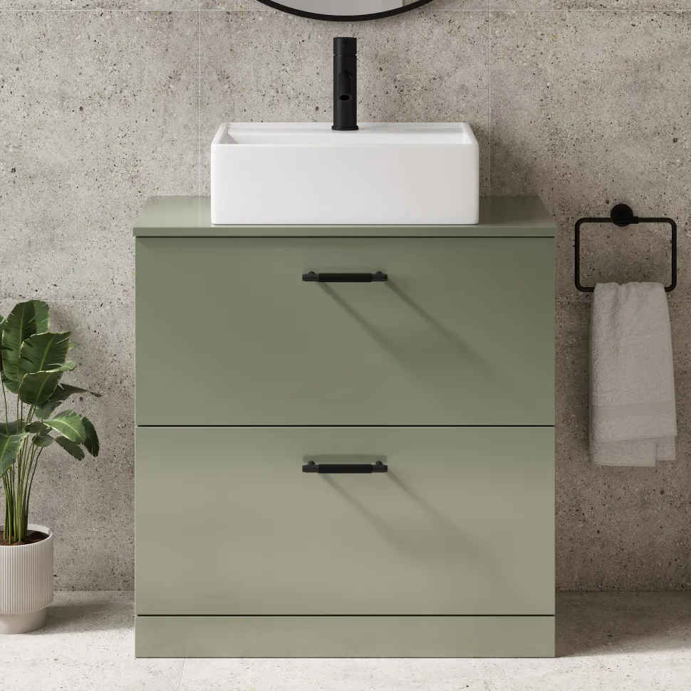 Erin 800mm Floorstanding 2 Drawer Vanity Unit & Countertop
