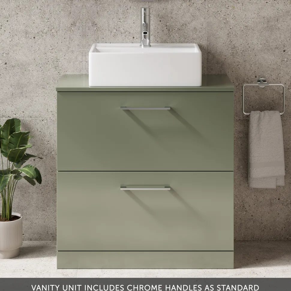 Erin 800mm Floorstanding 2 Drawer Vanity Unit & Countertop