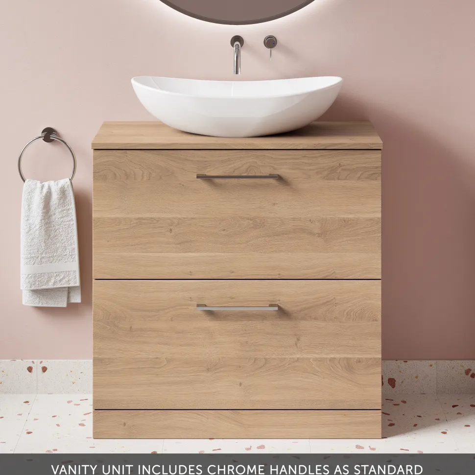 Erin 800mm Floorstanding 2 Drawer Vanity Unit & Countertop
