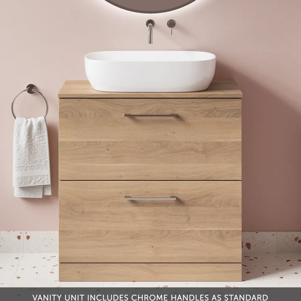 Erin 800mm Floorstanding 2 Drawer Vanity Unit & Countertop