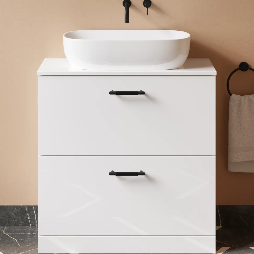 Erin 800mm Floorstanding 2 Drawer Vanity Unit & Countertop
