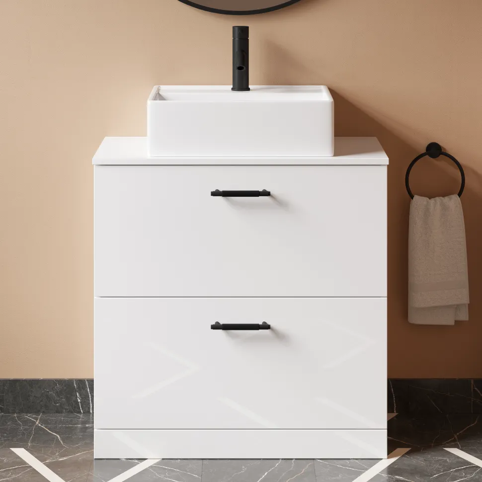 Erin 800mm Floorstanding 2 Drawer Vanity Unit & Countertop