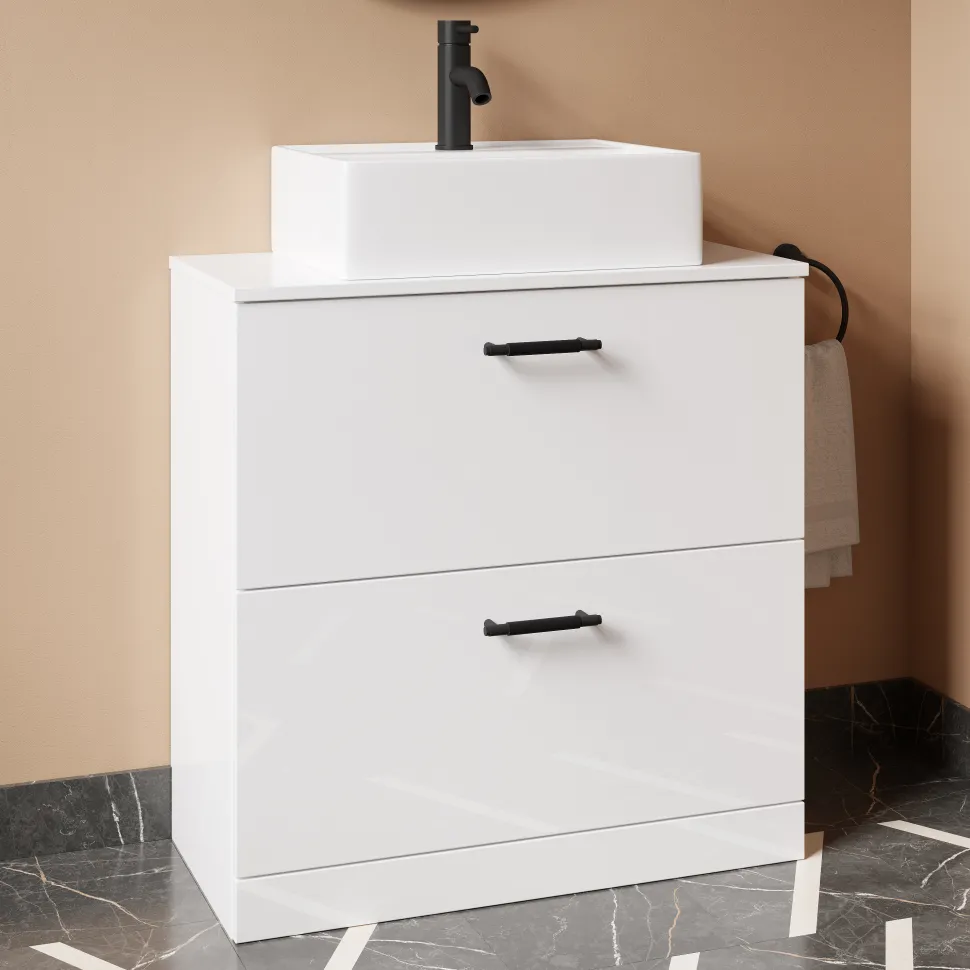 Erin 800mm Floorstanding 2 Drawer Vanity Unit & Countertop