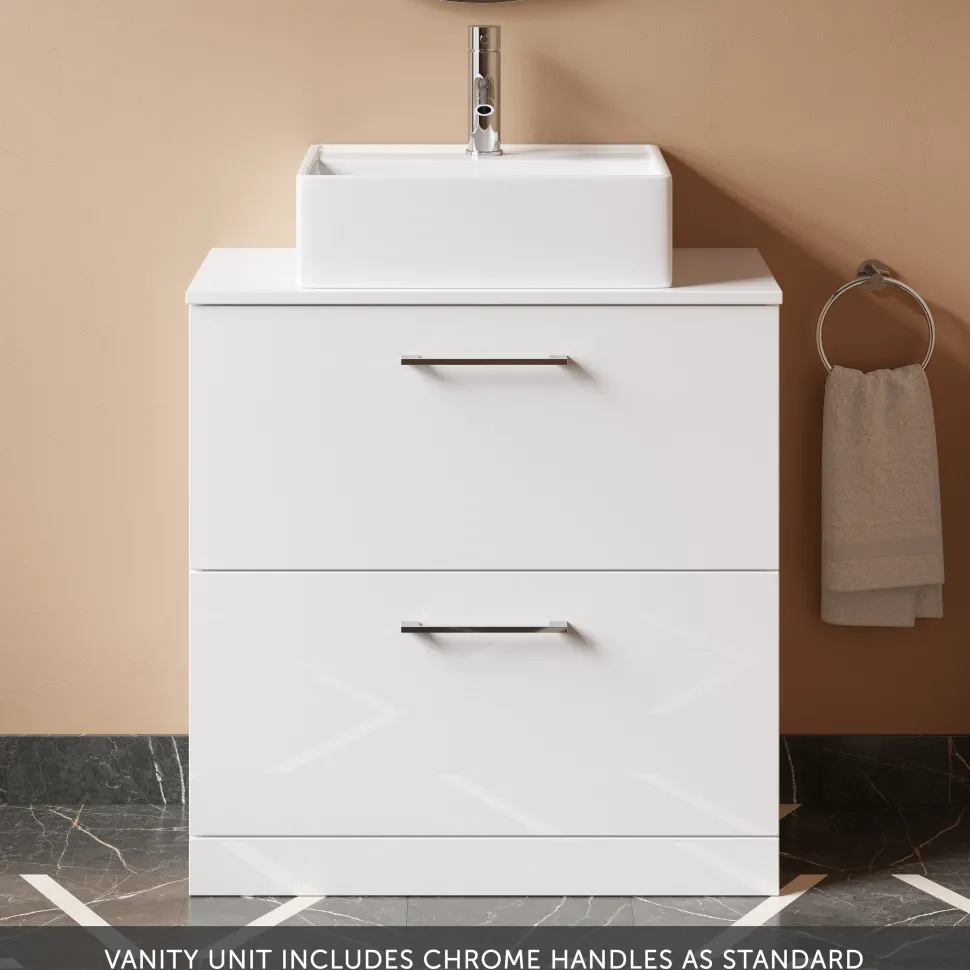 Erin 800mm Floorstanding 2 Drawer Vanity Unit & Countertop