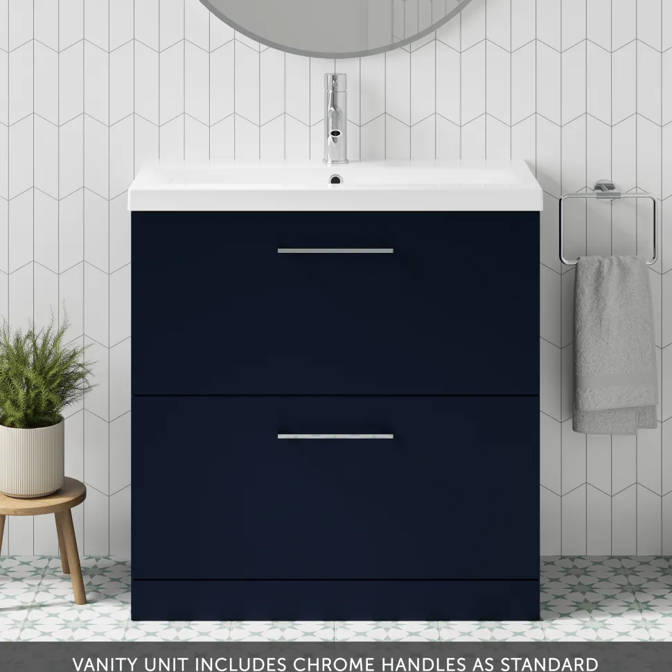 Erin 800mm Floorstanding 2 Drawer Vanity Unit & Basin
