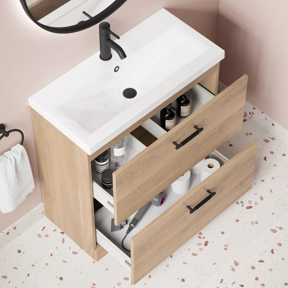 Erin 800mm Floorstanding 2 Drawer Vanity Unit & Basin