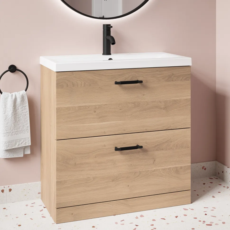 Erin 800mm Floorstanding 2 Drawer Vanity Unit & Basin