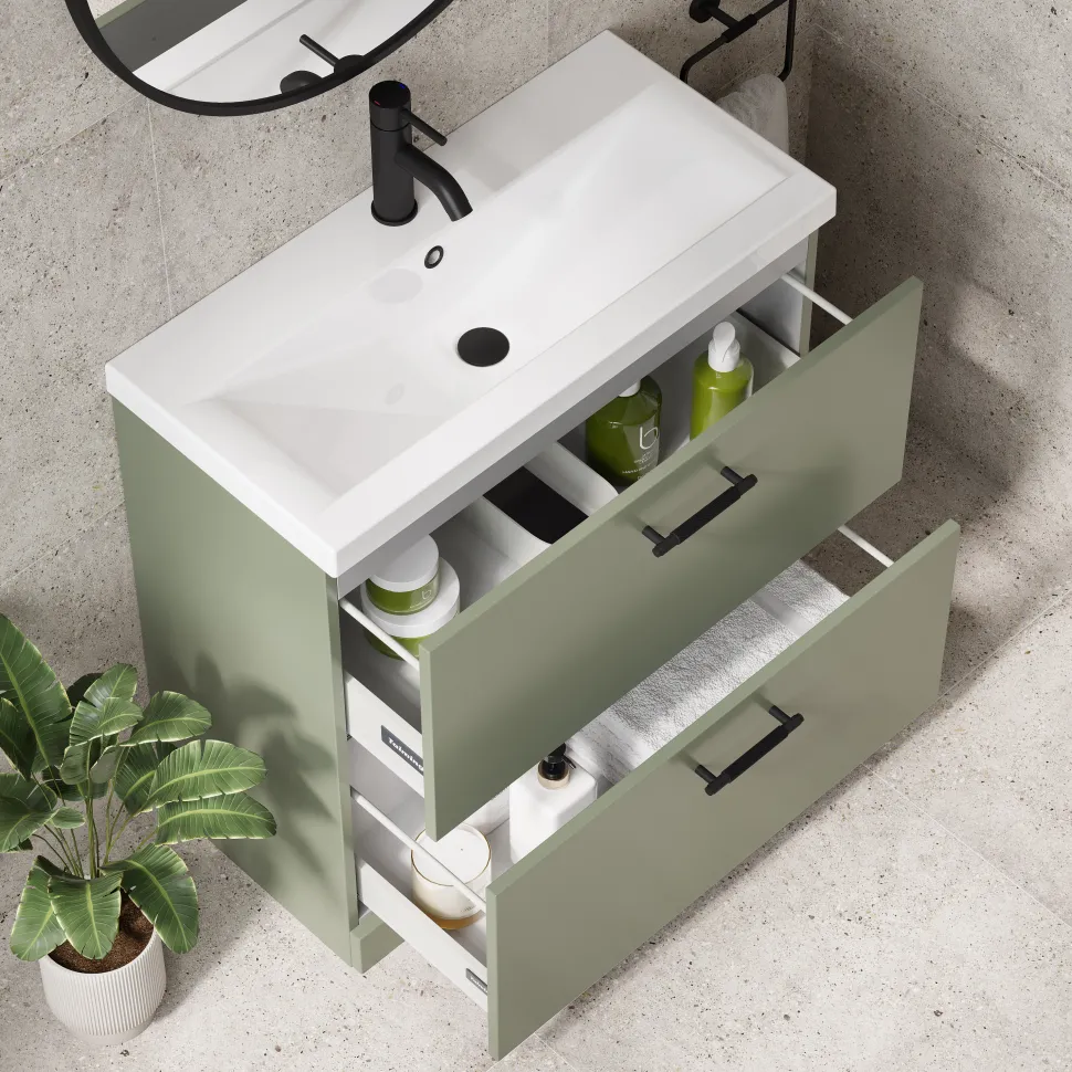 Erin 800mm Floorstanding 2 Drawer Vanity Unit & Basin