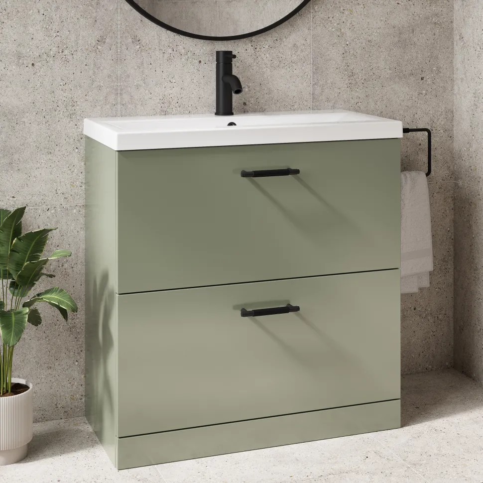 Erin 800mm Floorstanding 2 Drawer Vanity Unit & Basin