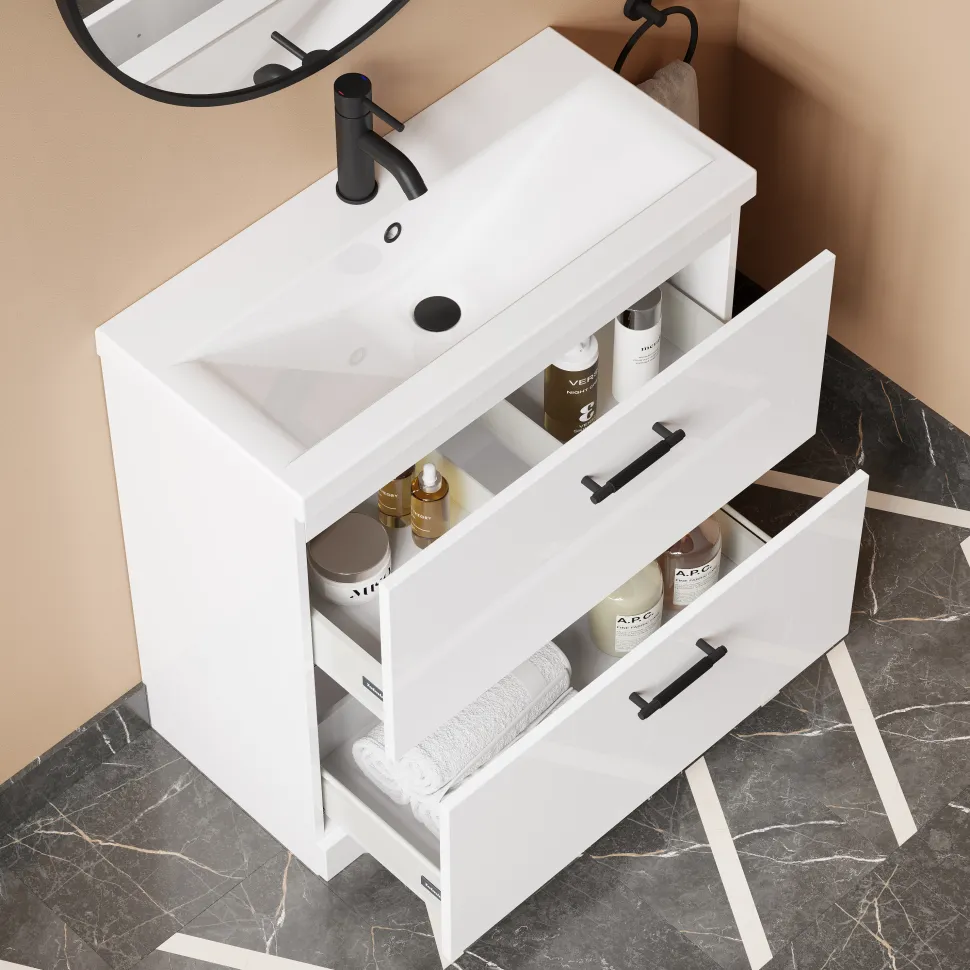 Erin 800mm Floorstanding 2 Drawer Vanity Unit & Basin