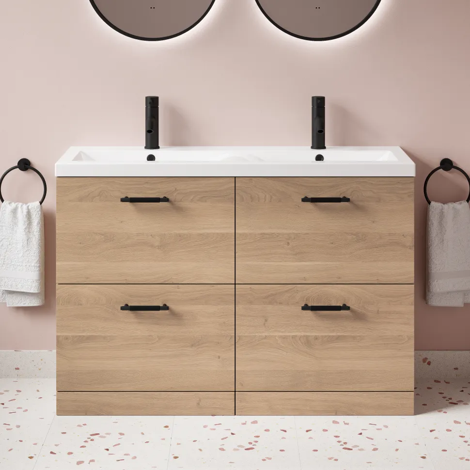 Erin 1200mm Floorstanding 4 Drawer Vanity Unit & Double Basin