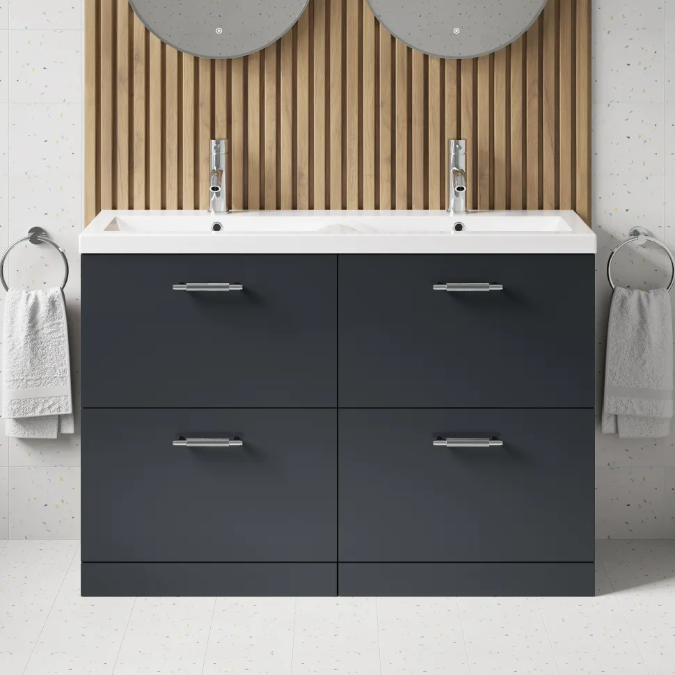 Erin 1200mm Floorstanding 4 Drawer Vanity Unit & Double Basin