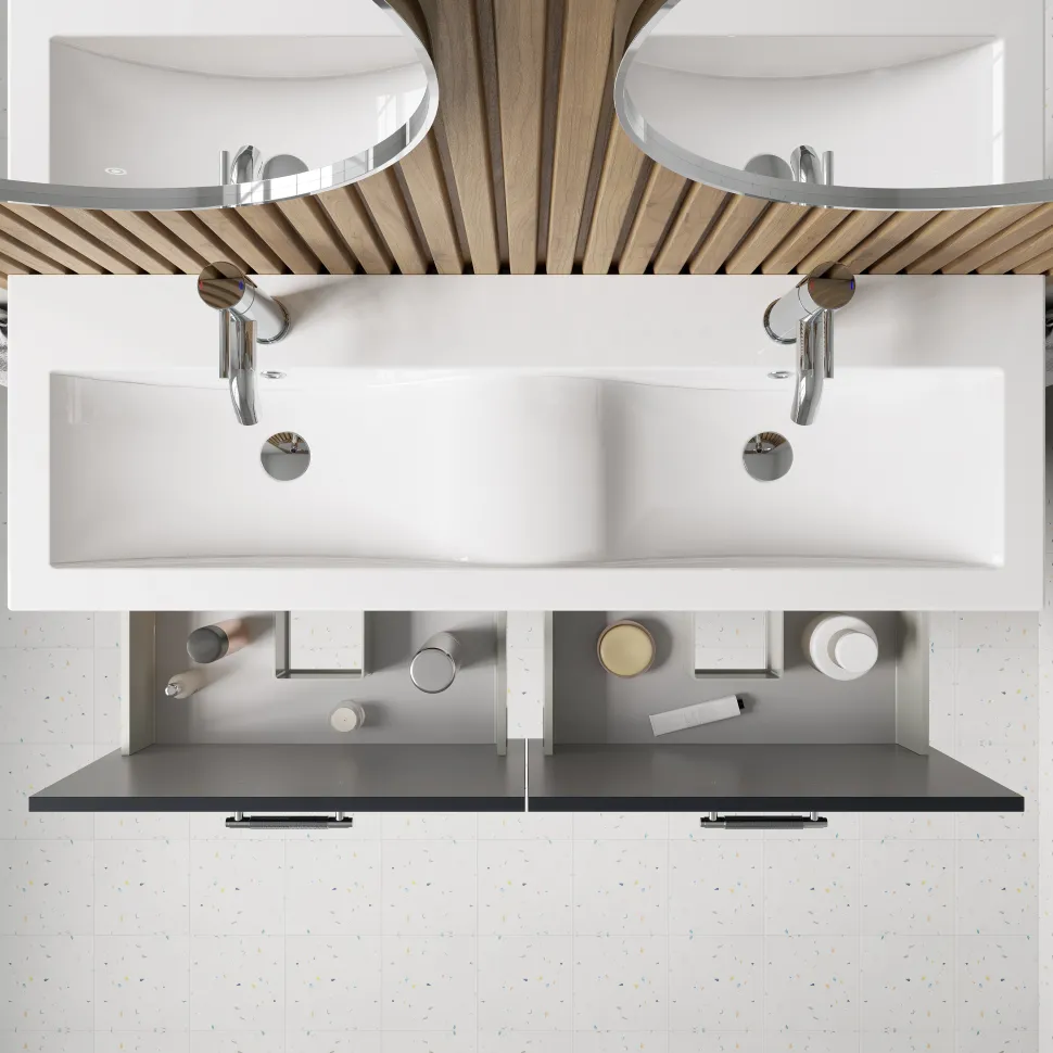 Erin 1200mm Floorstanding 4 Drawer Vanity Unit & Double Basin