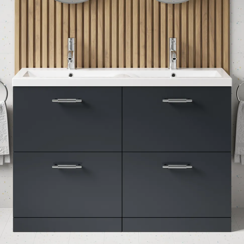 Erin 1200mm Floorstanding 4 Drawer Vanity Unit & Double Basin