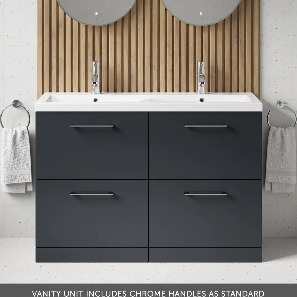 Erin 1200mm Floorstanding 4 Drawer Vanity Unit & Double Basin