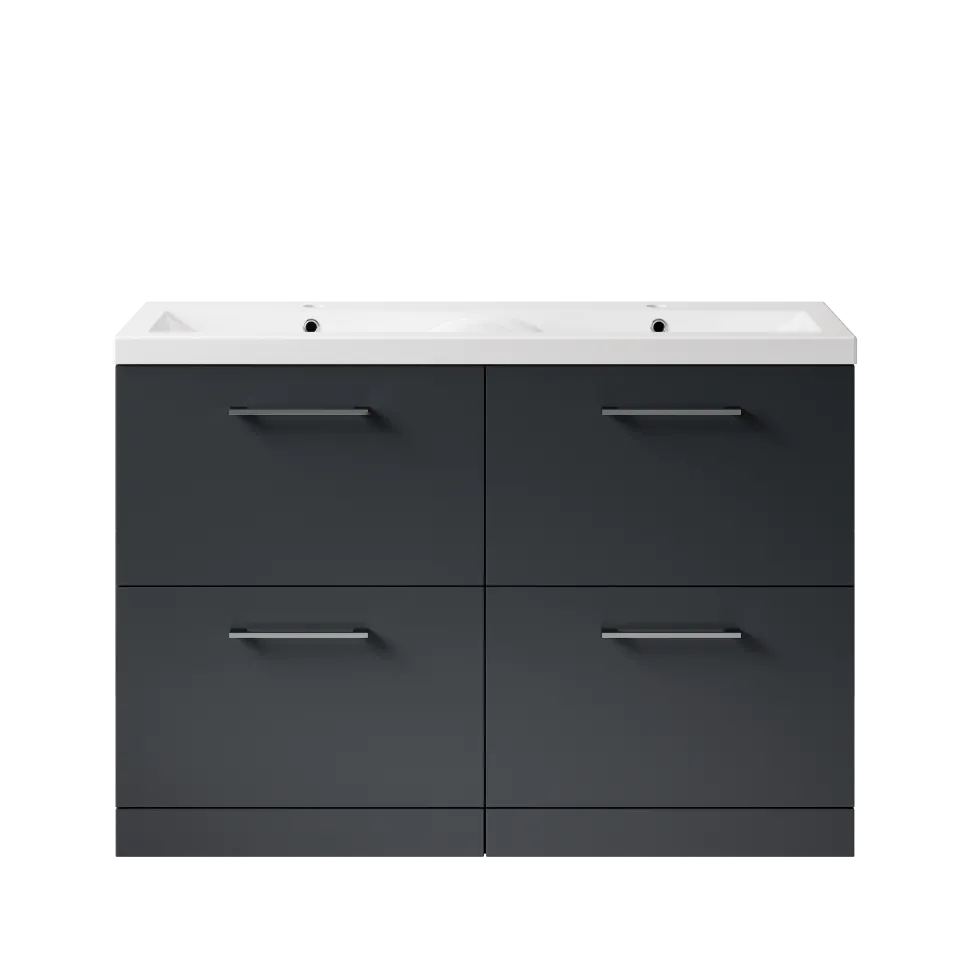 Erin 1200mm Floorstanding 4 Drawer Vanity Unit & Double Basin